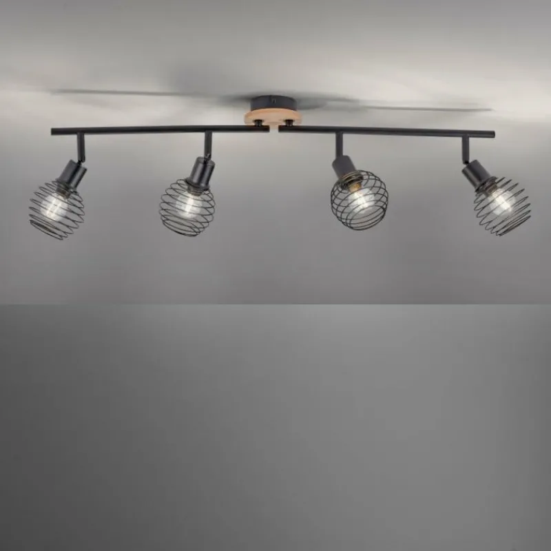 Lampes En Bois-Luminaires Leuchten Direkt Plafonnier Leuchten-Direkt EUGEN Écru, Noir, 4 lumières