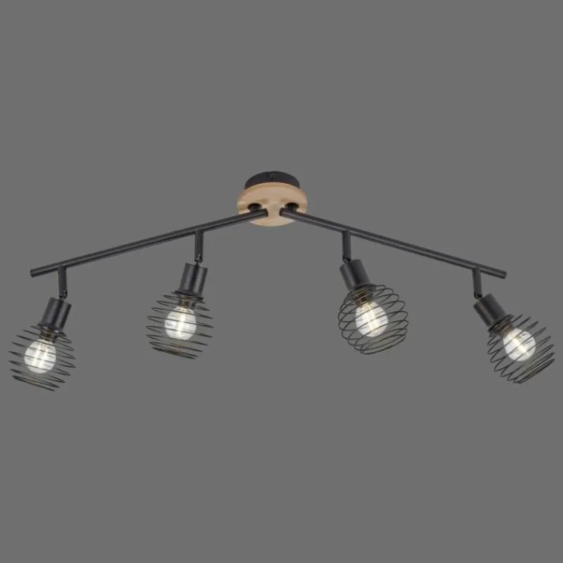 Lampes En Bois-Luminaires Leuchten Direkt Plafonnier Leuchten-Direkt EUGEN Écru, Noir, 4 lumières