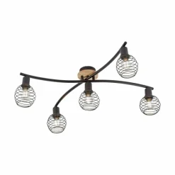 Lampes En Bois-Luminaires Leuchten Direkt Plafonnier Leuchten-Direkt EUGEN Écru, Noir, 5 lumières