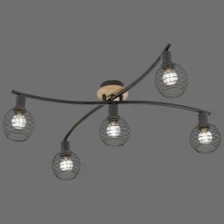 Lampes En Bois-Luminaires Leuchten Direkt Plafonnier Leuchten-Direkt EUGEN Écru, Noir, 5 lumières