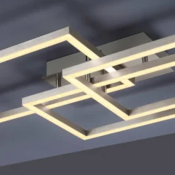 Luminaires Leuchten Direkt Plafonnier Leuchten-Direkt LOLAsmart-MAXI LED Acier brossé, 3 lumières, Télécommandes, Changeur de couleurs