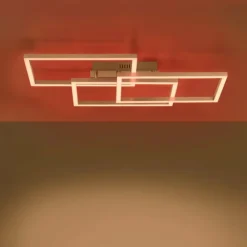 Luminaires Leuchten Direkt Plafonnier Leuchten-Direkt LOLAsmart-MAXI LED Acier brossé, 3 lumières, Télécommandes, Changeur de couleurs