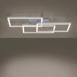 Luminaires Leuchten Direkt Plafonnier Leuchten-Direkt LOLAsmart-MAXI LED Acier brossé, 3 lumières, Télécommandes, Changeur de couleurs