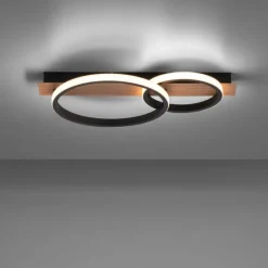 Lampes En Bois-Luminaires Leuchten Direkt Plafonnier Leuchten-Direkt Trooper LED Couleur bois, Noir, 1 lumière