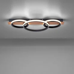 Lampes En Bois-Luminaires Leuchten Direkt Plafonnier Leuchten-Direkt Trooper LED Couleur bois, Noir, 1 lumière