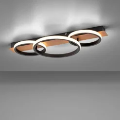 Lampes En Bois-Luminaires Leuchten Direkt Plafonnier Leuchten-Direkt Trooper LED Couleur bois, Noir, 1 lumière