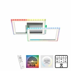 Luminaires Leuchten Direkt Plafonnier Leuchten-Direkt FELIX60 LED Acier brossé, 1 lumière, Télécommandes, Changeur de couleurs* Éclairage Led