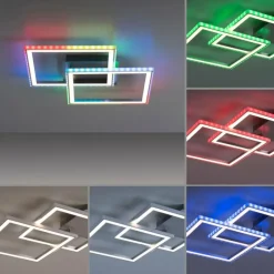Luminaires Leuchten Direkt Plafonnier Leuchten-Direkt FELIX60 LED Acier brossé, 1 lumière, Télécommandes, Changeur de couleurs* Éclairage Led