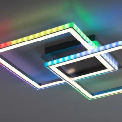 Luminaires Leuchten Direkt Plafonnier Leuchten-Direkt FELIX60 LED Acier brossé, 1 lumière, Télécommandes, Changeur de couleurs* Éclairage Led