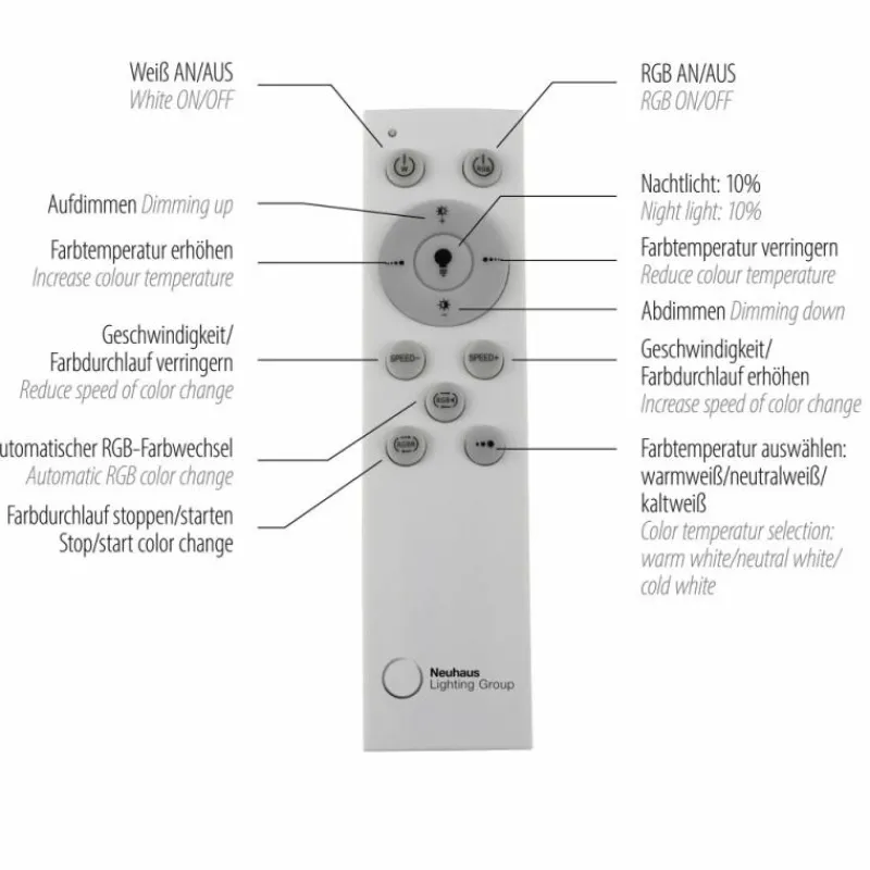 Luminaires Leuchten Direkt Plafonnier Leuchten-Direkt FELIX60 LED Acier brossé, 1 lumière, Télécommandes, Changeur de couleurs* Éclairage Led