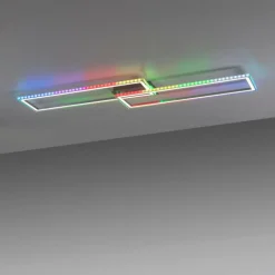 Luminaires Leuchten Direkt Plafonnier Leuchten-Direkt FELIX60 LED Acier brossé, 1 lumière, Télécommandes, Changeur de couleurs* Éclairage Led