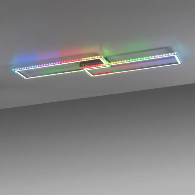 Luminaires Leuchten Direkt Plafonnier Leuchten-Direkt FELIX60 LED Acier brossé, 1 lumière, Télécommandes, Changeur de couleurs* Éclairage Led