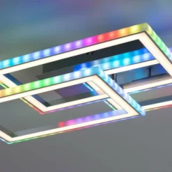 Luminaires Leuchten Direkt Plafonnier Leuchten-Direkt FELIX60 LED Acier brossé, 1 lumière, Télécommandes, Changeur de couleurs* Éclairage Led