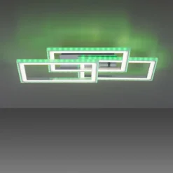 Luminaires Leuchten Direkt Plafonnier Leuchten-Direkt FELIX60 LED Acier brossé, 1 lumière, Télécommandes, Changeur de couleurs* Éclairage Led