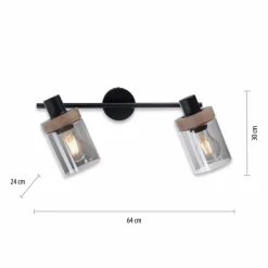 Suspension Verre Fumé-Luminaires Leuchten Direkt Plafonnier Leuchten-Direkt PASQUAL Noir, 2 lumières