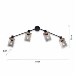 Suspension Verre Fumé-Luminaires Leuchten Direkt Plafonnier Leuchten-Direkt PASQUAL Noir, 4 lumières