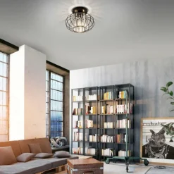 Lampes Vintages & Rétros-Luminaires Leuchten Direkt Plafonnier Leuchten-Direkt SCULA Noir, 1 lumière