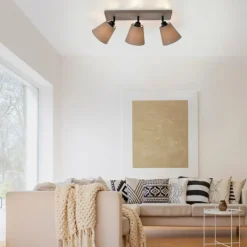 Lampes En Tissu-Luminaires Leuchten Direkt Plafonnier Leuchten-Direkt RIALA Taupe, 3 lumières