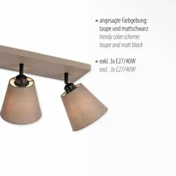 Lampes En Tissu-Luminaires Leuchten Direkt Plafonnier Leuchten-Direkt RIALA Taupe, 3 lumières