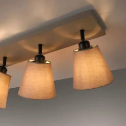 Lampes En Tissu-Luminaires Leuchten Direkt Plafonnier Leuchten-Direkt RIALA Taupe, 3 lumières