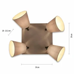 Lampes En Tissu-Luminaires Leuchten Direkt Plafonnier Leuchten-Direkt RIALA Taupe, 4 lumières