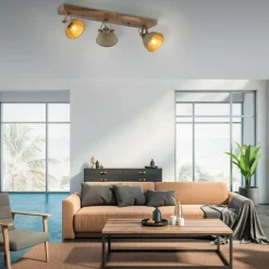 Lampes En Bois-Luminaires Leuchten Direkt Plafonnier Leuchten-Direkt SAMIA Bois foncé, 3 lumières