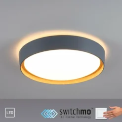 Lampes En Bois-Luminaires Leuchten Direkt Plafonnier Leuchten-Direkt EMILIA LED Gris, Écru, 1 lumière