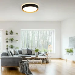 Lampes En Bois-Luminaires Leuchten Direkt Plafonnier Leuchten-Direkt EMILIA LED Écru, Noir, 1 lumière