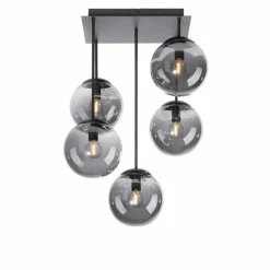 Suspension Verre Fumé-Luminaires Leuchten Direkt Plafonnier Leuchten-Direkt BIG WIDOW Noir, 5 lumières