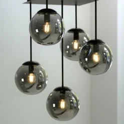 Suspension Verre Fumé-Luminaires Leuchten Direkt Plafonnier Leuchten-Direkt BIG WIDOW Noir, 5 lumières