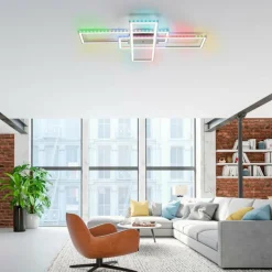 Luminaires Leuchten Direkt Plafonnier Leuchten-Direkt FELIX60 LED Acier brossé, 2 lumières, Télécommandes, Changeur de couleurs* Éclairage Led