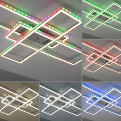 Luminaires Leuchten Direkt Plafonnier Leuchten-Direkt FELIX60 LED Acier brossé, 2 lumières, Télécommandes, Changeur de couleurs* Éclairage Led