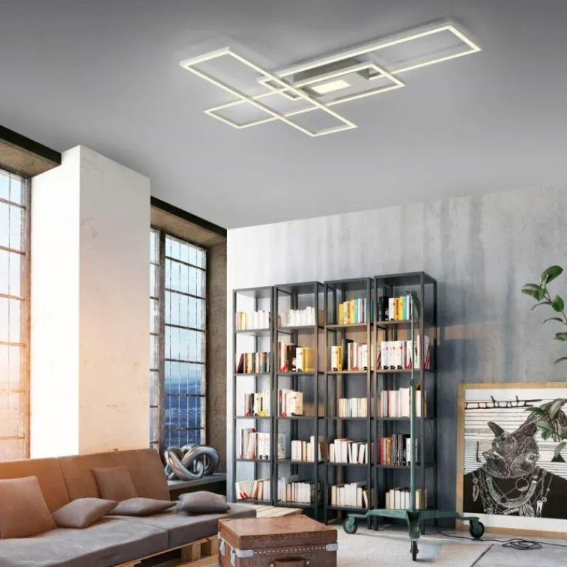 Luminaires Leuchten Direkt Plafonnier Leuchten-Direkt ASMIN LED Acier brossé, 1 lumière, Télécommandes* Éclairage Led