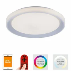 Luminaires Leuchten Direkt Plafonnier Leuchten-Direkt LOLAsmart-LENI LED Argenté, 1 lumière, Télécommandes, Changeur de couleurs