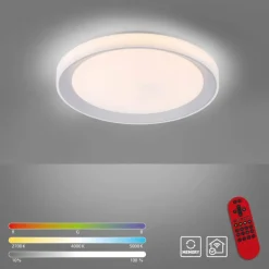 Luminaires Leuchten Direkt Plafonnier Leuchten-Direkt LOLAsmart-LENI LED Argenté, 1 lumière, Télécommandes, Changeur de couleurs