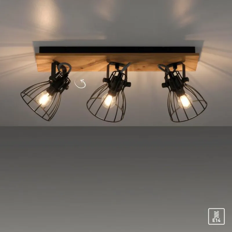 Lampes Vintages & Rétros-Luminaires Leuchten Direkt Plafonnier Leuchten-Direkt TARO Écru, Noir, 3 lumières