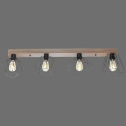 Lampes Vintages & Rétros-Luminaires Leuchten Direkt Plafonnier Leuchten-Direkt KASKA Couleur bois, Noir, 4 lumières