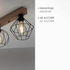 Lampes Vintages & Rétros-Luminaires Leuchten Direkt Plafonnier Leuchten-Direkt KASKA Couleur bois, Noir, 4 lumières