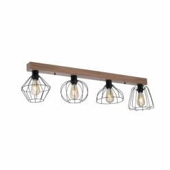 Lampes Vintages & Rétros-Luminaires Leuchten Direkt Plafonnier Leuchten-Direkt KASKA Couleur bois, Noir, 4 lumières