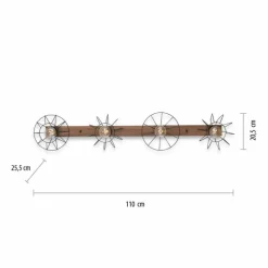 Lampes Vintages & Rétros-Luminaires Leuchten Direkt Plafonnier Leuchten-Direkt KASKA Couleur bois, Noir, 4 lumières