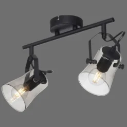 Suspension Verre Fumé-Luminaires Leuchten Direkt Plafonnier Leuchten-Direkt TINULA Noir, 2 lumières