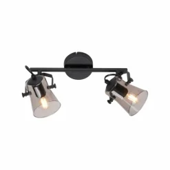 Suspension Verre Fumé-Luminaires Leuchten Direkt Plafonnier Leuchten-Direkt TINULA Noir, 2 lumières