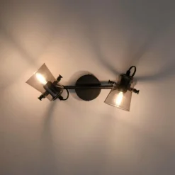 Suspension Verre Fumé-Luminaires Leuchten Direkt Plafonnier Leuchten-Direkt TINULA Noir, 2 lumières