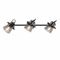 Suspension Verre Fumé-Luminaires Leuchten Direkt Plafonnier Leuchten-Direkt TINULA Noir, 3 lumières