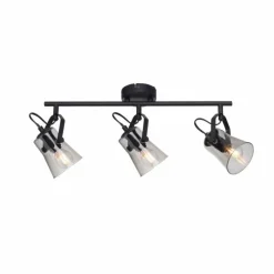 Suspension Verre Fumé-Luminaires Leuchten Direkt Plafonnier Leuchten-Direkt TINULA Noir, 3 lumières