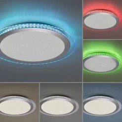 Luminaires Leuchten Direkt Plafonnier Leuchten-Direkt CYBA LED Argenté, 2 lumières, Télécommandes, Changeur de couleurs* Éclairage Led