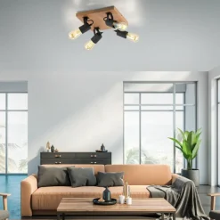 Lampes Vintages & Rétros-Luminaires Leuchten Direkt Plafonnier Leuchten-Direkt CANOP Écru, Noir, 4 lumières