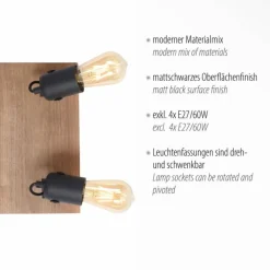 Lampes Vintages & Rétros-Luminaires Leuchten Direkt Plafonnier Leuchten-Direkt CANOP Écru, Noir, 4 lumières