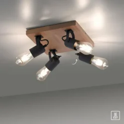 Lampes Vintages & Rétros-Luminaires Leuchten Direkt Plafonnier Leuchten-Direkt CANOP Écru, Noir, 4 lumières