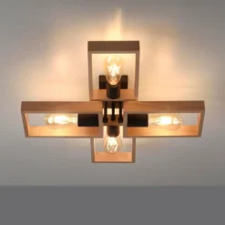 Lampes Vintages & Rétros-Luminaires Leuchten Direkt Plafonnier Leuchten-Direkt FRANKY Noir, 4 lumières